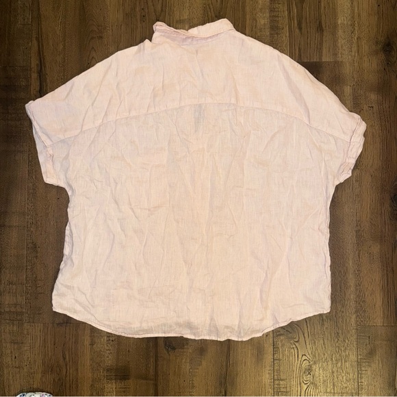GREYSON by FRANK AND EILEEN The Artist Button Short Sleeve 100% Linen Pink Sz 5 - Picture 6 of 6